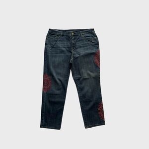 Chico's So Slimming Girlfriend Embroidered Ankle Jeans